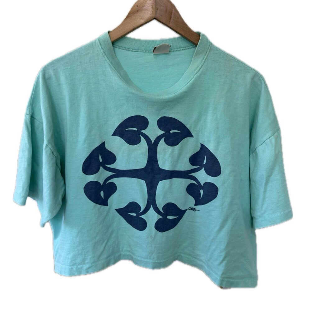 CHB 100% Cotton Hawaiian Anthurium Quilt Pattern Crop T-Shirt One Size